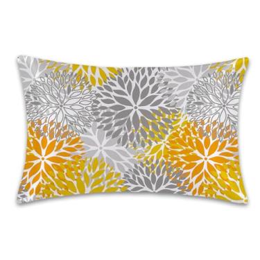Imagem de 1 fronha de cetim para cabelo e pele laranja e cinza flor dália imitação de seda fronha 50,8 cm x 91,4 cm com zíper oculto macio suave refrescante capa de travesseiro tamanho king size para sofá de