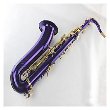 Imagem de Saxofone tenor profissional de saxofone com laca roxa e chaves douradas em B-Flat Surface Brass Sax Kit para iniciantes