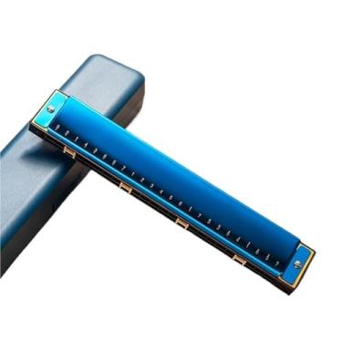 Imagem de Gaita profissional gaita 24 furos polifônica C melodia para iniciantes e adultos instrumentos musicais autodidatas (azul)