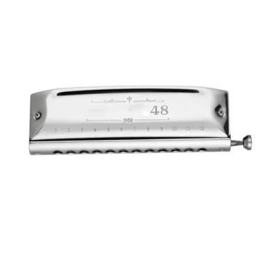 Imagem de Gaita profissional cromática 12 furos chave C com controle deslizante e válvula 48 tons (12 furos)