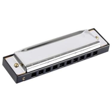 Imagem de Gaita profissional com 10 furos e 20 notas, gaita diatônica, aço inoxidável, capa maior C