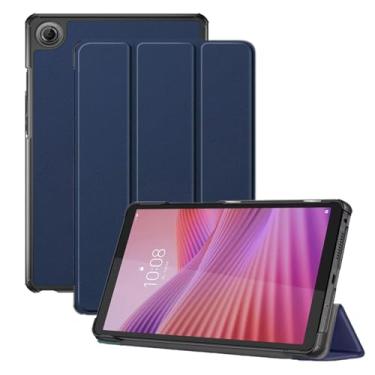 Imagem de Capa para tablet Lenovo Tab One de 8,7 polegadas, capa KONXISA com suporte de três dobras, couro PU premium e capa de adsorção magnética, resistente a arranhões e à prova de choque, azul