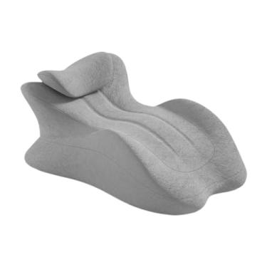 Imagem de ＫＬＫＣＭＳ Travesseiro de massagem para deitar de bruços com travesseiro pequeno, cabeceira macia e ergonômica para assistir filmes, Cinza Profundo