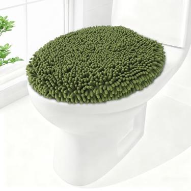 Imagem de Baahrnom Tampa de vaso sanitário de chenille macia, capa sólida para assento de vaso sanitário, 49,5 cm x 47 cm, macia e absorvente, lavável na máquina, cabe na maioria das tampas redondas, alongadas