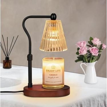 Imagem de YupURStyle Lâmpadas de vela modernas para casa de fazenda ajustável em altura com temporizador e regulador, decoração de quarto vintage para inauguração de casa, dia das mães, presente de aniversário