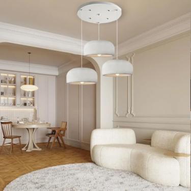 Imagem de Luminária pendente moderna e criativa em estilo japonês Wabi-Sabi, soquete E27, branca, para mesa de jantar, iluminação interna ajustável, ideal para decoração de casa, sala de jantar e ilha