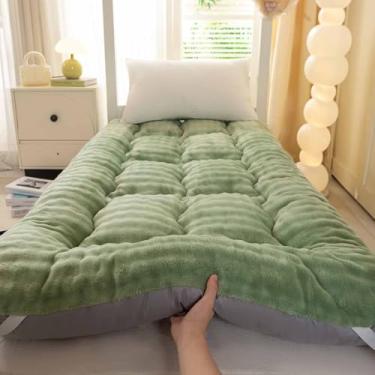 Imagem de Yadlan Colchão de chão japonês, colchão futon com bolsa de armazenamento portátil e capa lavável, tapete de tatame grosso enrolado adequado para acampamento, quarto de hóspedes verde 120 * 200 cm