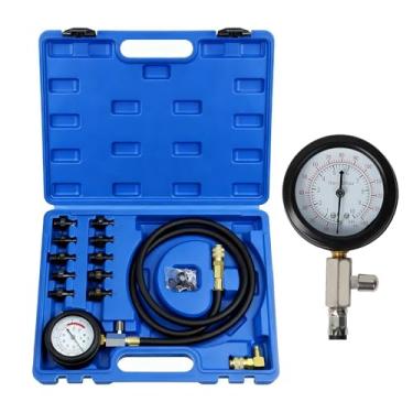 Imagem de Wenzhon Ferramenta de testador de pressão de óleo, conjunto de ferramentas de diagnóstico de pressão de óleo de cilindro de motor 0-140 PSI para carros, quadriciclos, caminhões