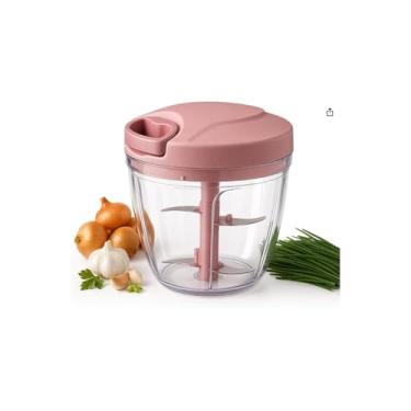 Imagem de Processador de Alimentos Manual Magic Mixer, 900ml, Rosa, 5 Lâminas em Aço Inoxidável, 3 em 1, Compacto, com Batedor e Triturador