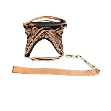 Imagem de Colarinho peito strap reforçado com guia para cães de grande e médio porte(ONÇA,G)