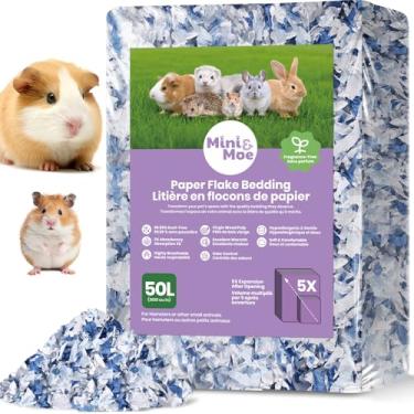 Imagem de mini&moe Roupa de cama para hamster: livre de poeira e controle de odor absorvente de umidade papel natural roupa de cama para animais de estimação pequenos - para porquinhos-da-índia, hamsters e