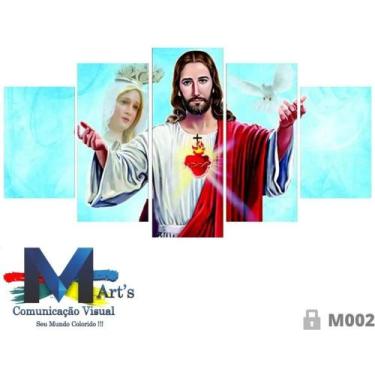 Imagem de quadros decorativo 5 peças mod Jesus e Maria - autopc 3mm