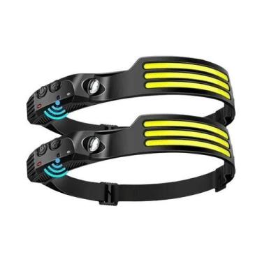 Imagem de Lanterna De Cabeça LED COB Recarregável Com Indução USB E Bateria Inte