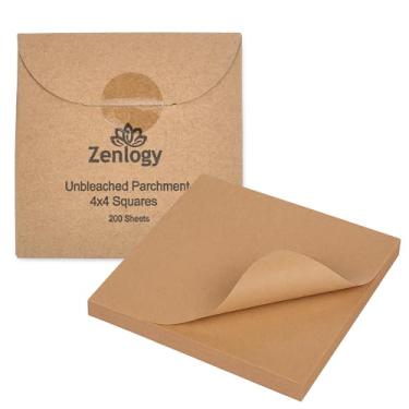 Imagem de (4x4 - 200 sheets) - Zenlogy 4x4 (200 Sheets) Unbleached Parchment Paper Squares - Perfect for Storing, Freezing, Separating, Baking, Diamond Painting - Comes in Easy Pullout Storage Box