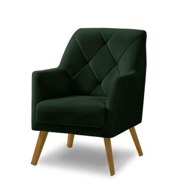 Imagem de Poltrona Decorativa Bordada Magali Veludo Verde Folha Lansofbr