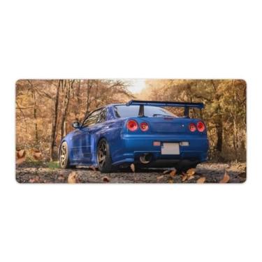 Imagem de SkVLf Tapete de mouse esportivo R32 folhas de outono clássico estático JDM carro grande para jogos base de borracha antiderrapante tapete de mesa laptop acessórios de computador suprimentos bloco de