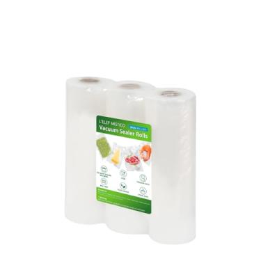 Imagem de L'ELEF MISTICO Sacos seladores a vácuo para alimentos, 20 cm x 50 cm (3 rolos) sacos de poupança de alimentos sem BPA para selador, sacos de armazenamento a vácuo de tamanho personalizado para sous