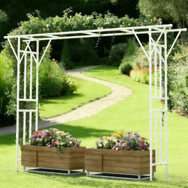 Imagem de OnlyGarden Treliça De Arco Jardim Com Topo Plano 3,3 M X 2,7 M, Caramanchão Super Grande Para Plantas Trepadeiras Ao Ar Livre 355,5 Cm 274,5 49,5 Cm, Estrutura Metal Jardim, Quintal, Gramado, Arco,