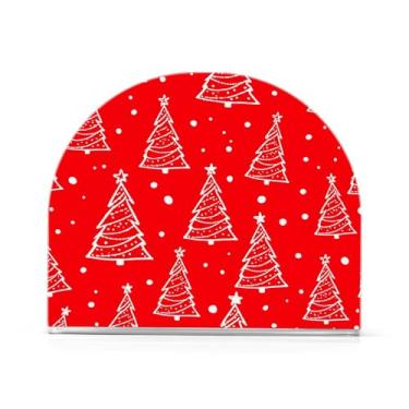 Imagem de Wassud Porta-guardanapos de acrílico vermelho para árvore de Natal, dispensador de guardanapos de papel moderno em forma de U para mesa, cozinha, sala de jantar, bancada 1 peça (comporta 50-60