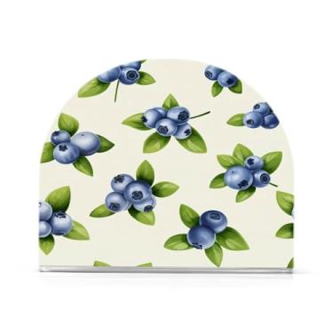 Imagem de Qilmy Suporte de guardanapo acrílico retrô de mirtilos, porta-guardanapos para mesas cozinha restaurante decoração de casa, suporte decorativo moderno para guardanapos de coquetel de papel de jantar