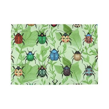 Imagem de Burbuja Jogo americano conjunto de 6, tapetes de mesa antiderrapantes laváveis com folhas de besouros, resistentes ao calor, para cozinha, mesa de jantar, ambientes internos e externos