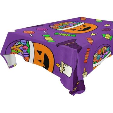 Imagem de Burbuja Toalha de mesa de abóboras, toalha de mesa quadrada anti-rugas grossa para decoração de jantar, cozinha, festa, 152 x 152 cm