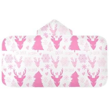 Imagem de Burbuja Toalha de banho com capuz de laço rosa para crianças, toalha de praia de pelúcia macia absorvente para chá de meninas e meninos 3-10 anos, 61 x 127 cm