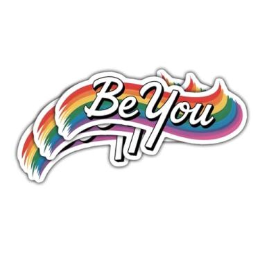 Imagem de 3 peças de adesivos Be You Lesbian Pride, decalque de vinil com citação LGBTQ+ arco-íris para meninas, adolescentes, adultos, laptop, carro, scrapbook, caderno, diário, garrafa de água, acessórios do