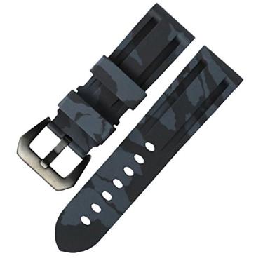 Imagem de Pulseira de silicone esportiva adequada para relógio Panerai PAM 24 mm à prova d'água 24mm Preto