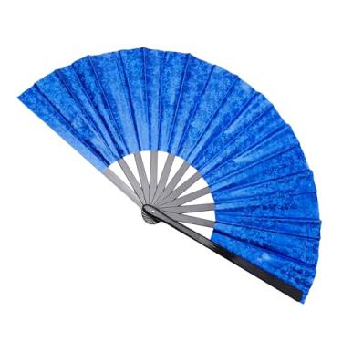 Imagem de Diulinep Ventilador de mão dobrável para festa a laser azul de 33 cm, botas no chão, dança, festival de música, festa de clube, apresentação de casamento, decoração, carnaval, discoteca, roupas de