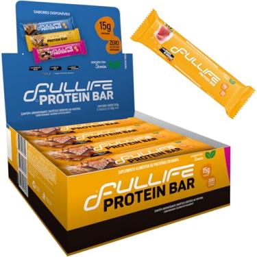 Imagem de Fullife Nutrition, Kit com 12 barras de proteína, Protein bar, 15g de proteína, Sabor Morango, Sem açúcar, 12 barras de 45 gramas
