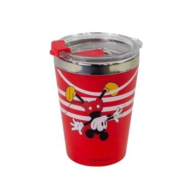 Imagem de Zonacriativa – Copo Viagem Snap Mickey Mouse Listra 300ml | Parede Dupla em Aço Inox, Compacto e Portátil | Ideal para Trabalho, Faculdade e Viagens