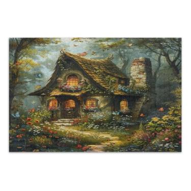 Imagem de Quebra-cabeça Fairy Cottage, 1000 peças, quebra-cabeças para adultos com letras na parte de trás