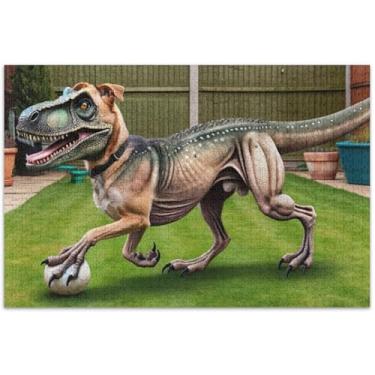 Imagem de Quebra-cabeças fofos de dinossauro para adultos, 500 peças, desenhos animados, animais duros, presentes engraçados, 50 x 35 cm