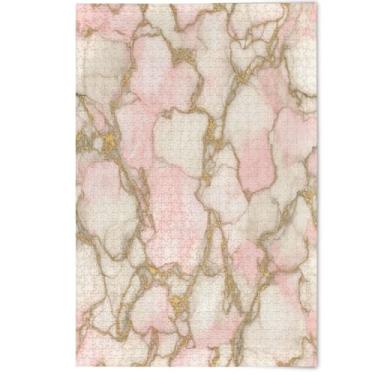 Imagem de Quebra-cabeça adulto 1000 peças decoração de pintura animal mármore branco rosa veias douradas natureza grandes quebra-cabeças divertidos elefantes brancos presentes, 1000 peças, 75 x 50 cm