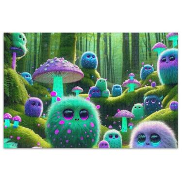 Imagem de Quebra-cabeça bonito monstro floresta para adultos, 1000 peças, natureza, amigos, família, jogos, presentes, quebra-cabeça, cena, outono, paisagem floral