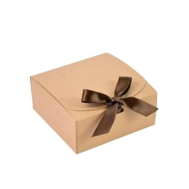 Imagem de 30 caixas de papel Kraft Caixas para embalagem de presentes de papel 7x7x4 cm Lembrancinhas de casamento Lembrancinhas de noivado Decorações de mesa para festas de sobremesas