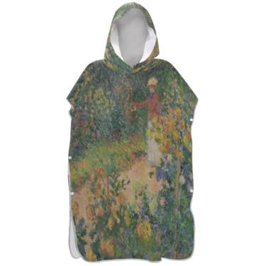Imagem de Joisal Garten Flowers Art Print Poncho de surfe para adultos trocador de roupa de praia com capuz toalha de banho unissex poncho adulto com capuz
