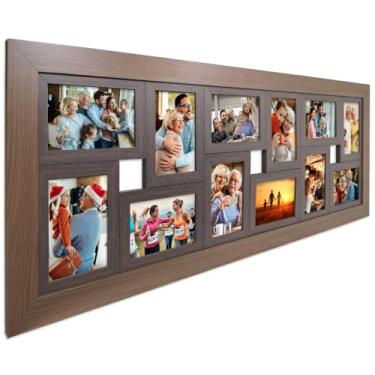 Imagem de Painel Quadro Multifotos Grande Com Vidro Parede 12 Fotos - Quadro Decorativo | Painel Grande para Parede(TABACO)