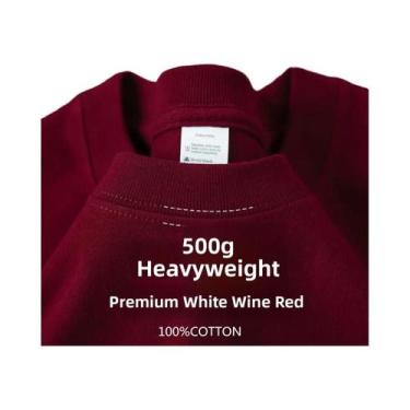 Imagem de Camiseta De Algodão Puro Pesada 500G Com Ombros Caídos E Manga Curta P