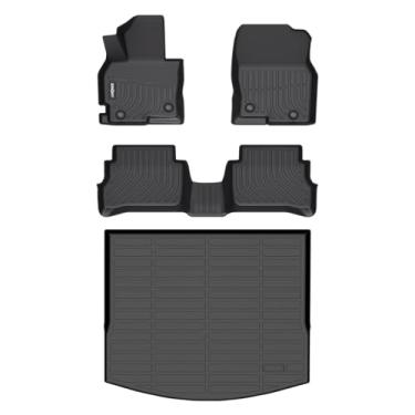 Imagem de GINOWY - Tapetes de chão e forro de carga para Mazda CX5 2013-2016, TPE All Weather CX-5 Tapetes de chão, impermeável, antiderrapante, para porta-malas CX5, tapetes de carro, acessórios pretos