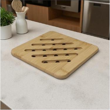 Imagem de Suporte Descanso Panelas Travessas Apoio Quadrado Bambu 15cm - Tokyo D