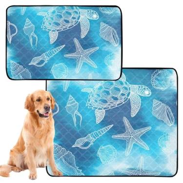 Imagem de TSENQUE Almofadas de xixi de animais de estimação azuis e tartarugas marinhas, reutilizáveis, para cães, à prova d'água, cercadinho de brinquedo para cães, pequeno x pacote com 3
