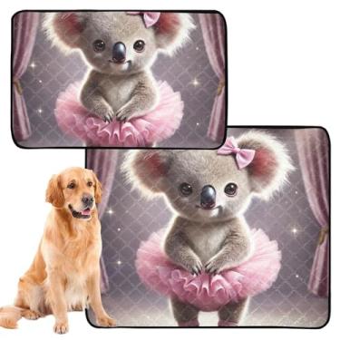 Imagem de TSENQUE Koala Ballerina graciosa pose lavável almofadas de xixi para animais de estimação almofada reutilizável para gatos à prova d'água tapete para cães fofo absorvente almofada de penico para cães