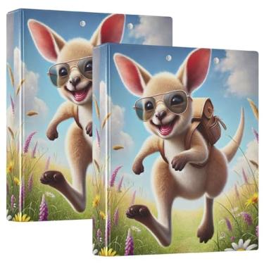 Imagem de Fichário personalizado canguru para caminhada ao ar livre Happy Binders 3 cm comporta 200 folhas, 3 pastas de anel, impressão de anel redondo, 31,5 x 27 x 6 cm, 1 pacote