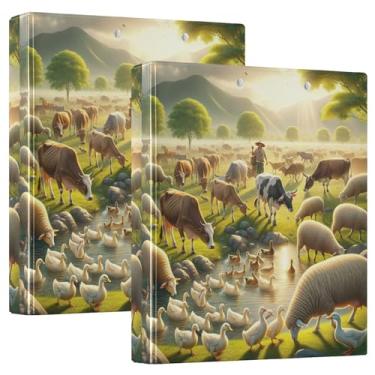 Imagem de Fichário Animal Woodland Green, 3 anéis, 3 polegadas, comporta 200 folhas, 3 pastas de anéis, fichário de escritório, 31,5 x 27 x 6 cm, pacote com 2