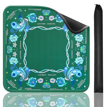 Imagem de Jongyance Printed American Learning Mahjong Mat (33”x33”) with Black Carrying Bag, Anti-Slip, Noise-Reducing, Mahjong Table Mat for Mah-jongg, Poker, Board Games, Dominoes