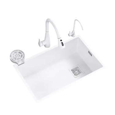 Imagem de Pia de estação de trabalho, pia de bar, conjunto de pia doméstica, pia de cozinha de tigela única, pia de aço inoxidável 304, com torneira removível (75 * 40 * 22 cm)