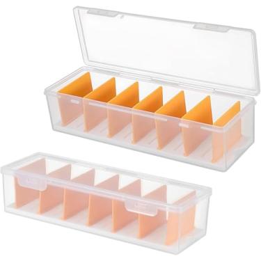 Imagem de Caixa de armazenamento de cabo, caixa arrumada de cabo com tampas abertas, caixas de gerenciamento de fio de plástico com 7 compartimentos ajustáveis, (2-pack)