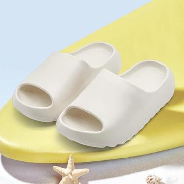 Imagem de Chinelo infantil leve e macio de EVA antiderrapante, bico aberto, sandálias confortáveis para crianças, meninos, meninas, banheiro, chuveiro, verão, piscina, praia, Bege, 9.5-10 Toddler